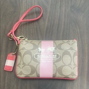Coach Pink and Tan Wristlet